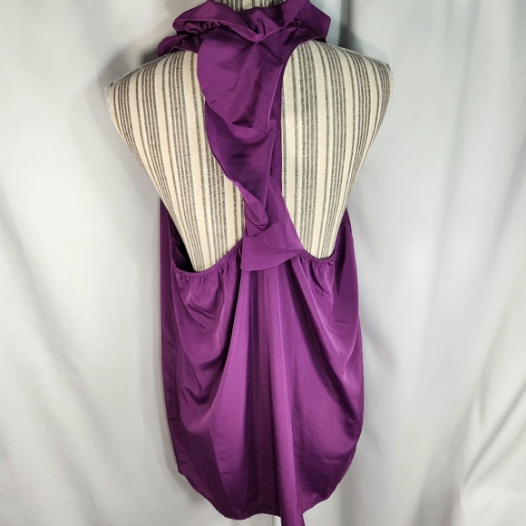 Elle Purple Ruffle Collar & Back Sleeveless Racerback Tunic Top Size XLarge - Picture 4 of 8